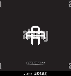 Initial letter overlapping interlock logo monogram line art style isolated on black background template Stock Vector