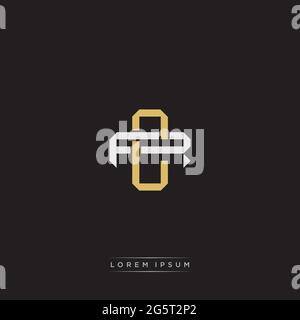 Initial letter overlapping interlock logo monogram line art style isolated on black background template Stock Vector