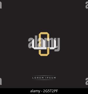 Initial letter overlapping interlock logo monogram line art style isolated on black background template Stock Vector