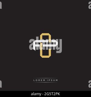 Initial letter overlapping interlock logo monogram line art style isolated on black background template Stock Vector