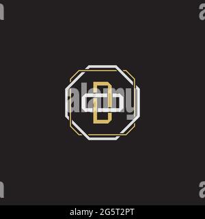 Initial letter overlapping interlock logo monogram line art style isolated on black background template Stock Vector