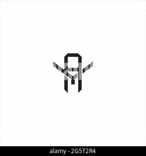 Initial letter overlapping interlock logo monogram line art style isolated on black background template Stock Vector