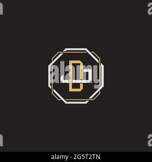 Initial letter overlapping interlock logo monogram line art style isolated on black background template Stock Vector
