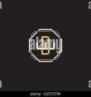 Initial letter overlapping interlock logo monogram line art style isolated on black background template Stock Vector