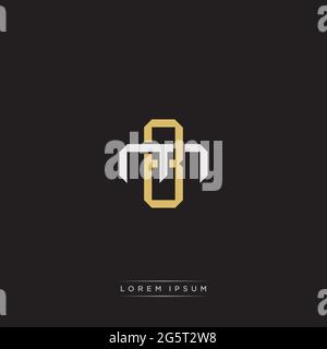 Initial letter overlapping interlock logo monogram line art style isolated on black background template Stock Vector
