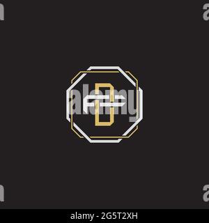 Initial letter overlapping interlock logo monogram line art style isolated on black background template Stock Vector