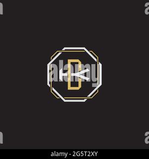 Initial letter overlapping interlock logo monogram line art style isolated on black background template Stock Vector