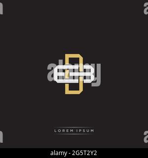 Initial letter overlapping interlock logo monogram line art style isolated on black background template Stock Vector