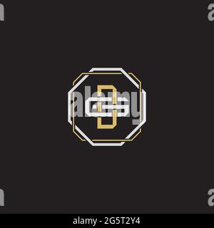 Initial letter overlapping interlock logo monogram line art style isolated on black background template Stock Vector