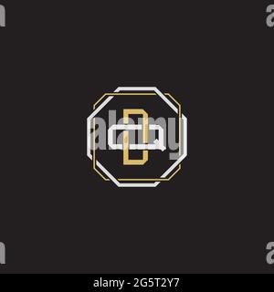 Initial letter overlapping interlock logo monogram line art style isolated on black background template Stock Vector