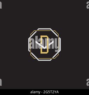 Initial letter overlapping interlock logo monogram line art style isolated on black background template Stock Vector