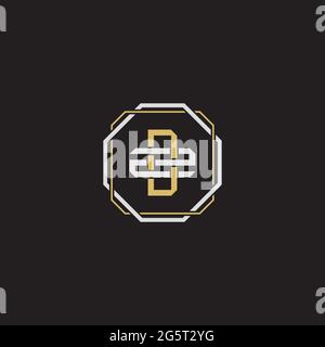 Initial letter overlapping interlock logo monogram line art style isolated on black background template Stock Vector
