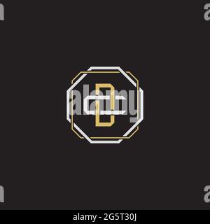 Initial letter overlapping interlock logo monogram line art style isolated on black background template Stock Vector