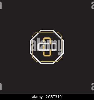 Initial letter overlapping interlock logo monogram line art style isolated on black background template Stock Vector