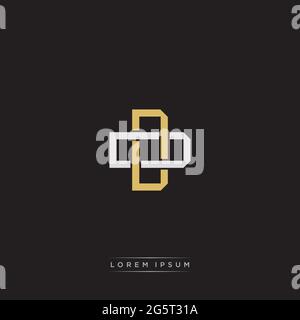 Initial letter overlapping interlock logo monogram line art style isolated on black background template Stock Vector