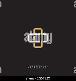 Initial letter overlapping interlock logo monogram line art style isolated on black background template Stock Vector