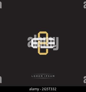 Initial letter overlapping interlock logo monogram line art style isolated on black background template Stock Vector
