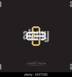 Initial letter overlapping interlock logo monogram line art style isolated on black background template Stock Vector