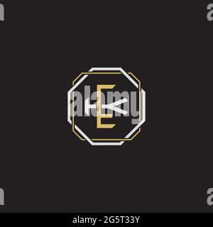 Initial letter overlapping interlock logo monogram line art style isolated on black background template Stock Vector