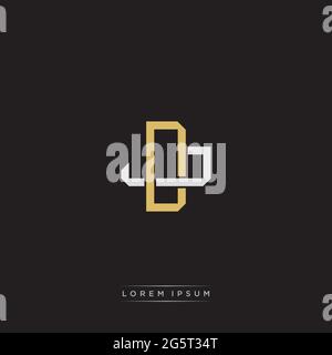 Initial letter overlapping interlock logo monogram line art style isolated on black background template Stock Vector