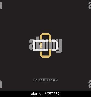 Initial letter overlapping interlock logo monogram line art style isolated on black background template Stock Vector