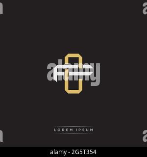 Initial letter overlapping interlock logo monogram line art style isolated on black background template Stock Vector