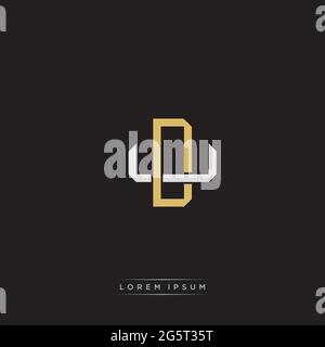 Initial letter overlapping interlock logo monogram line art style isolated on black background template Stock Vector