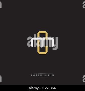 Initial letter overlapping interlock logo monogram line art style isolated on black background template Stock Vector