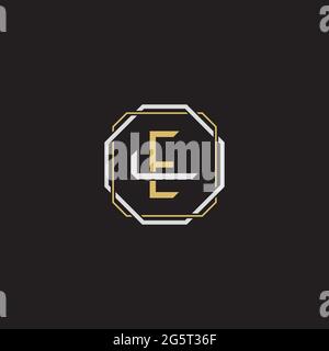 Initial letter overlapping interlock logo monogram line art style isolated on black background template Stock Vector