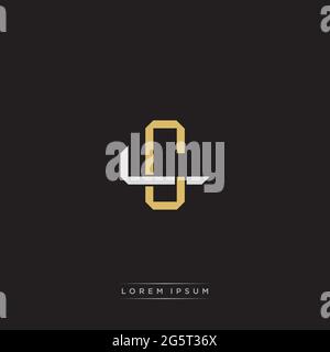 Initial letter overlapping interlock logo monogram line art style isolated on black background template Stock Vector