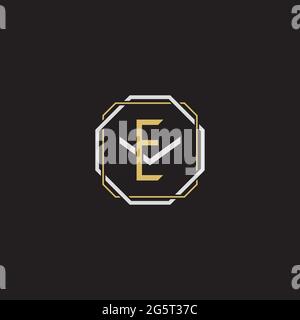 Initial letter overlapping interlock logo monogram line art style isolated on black background template Stock Vector