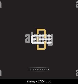 Initial letter overlapping interlock logo monogram line art style isolated on black background template Stock Vector