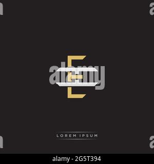 Initial letter overlapping interlock logo monogram line art style isolated on black background template Stock Vector