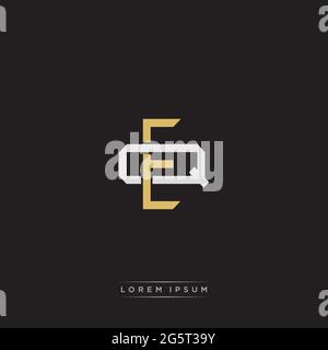 Initial letter overlapping interlock logo monogram line art style isolated on black background template Stock Vector