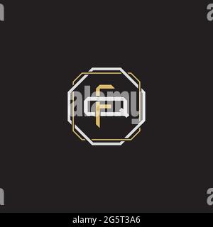 Initial letter overlapping interlock logo monogram line art style isolated on black background template Stock Vector