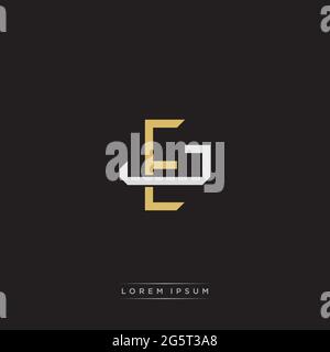 Initial letter overlapping interlock logo monogram line art style isolated on black background template Stock Vector