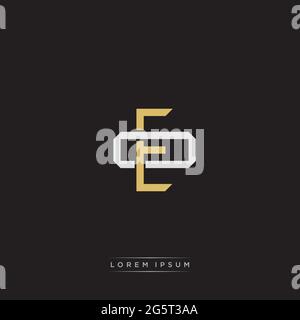 Initial letter overlapping interlock logo monogram line art style isolated on black background template Stock Vector
