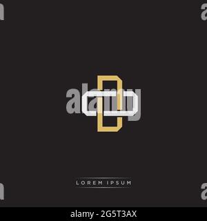 Initial letter overlapping interlock logo monogram line art style isolated on black background template Stock Vector