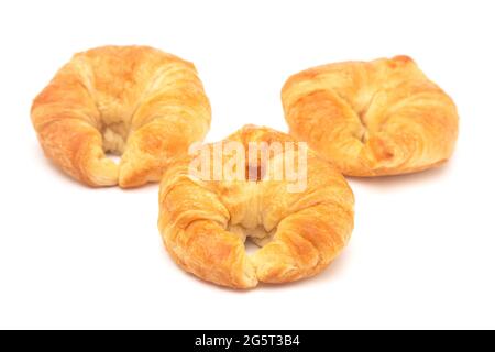 Freshly Baked French Croissants on a White Background Stock Photo