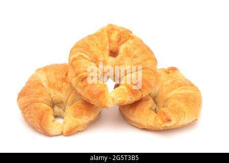 Freshly Baked French Croissants on a White Background Stock Photo