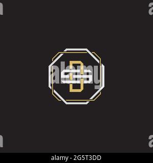 Initial letter overlapping interlock logo monogram line art style isolated on black background template Stock Vector
