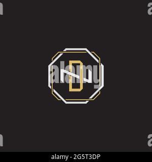 Initial letter overlapping interlock logo monogram line art style isolated on black background template Stock Vector