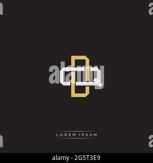 Initial letter overlapping interlock logo monogram line art style isolated on black background template Stock Vector