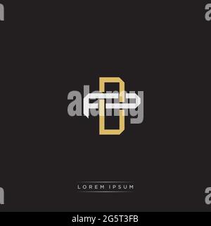 Initial letter overlapping interlock logo monogram line art style isolated on black background template Stock Vector