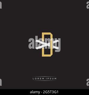 Initial letter overlapping interlock logo monogram line art style isolated on black background template Stock Vector