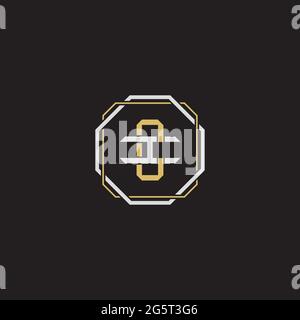 Initial letter overlapping interlock logo monogram line art style isolated on black background template Stock Vector