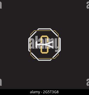 Initial letter overlapping interlock logo monogram line art style isolated on black background template Stock Vector