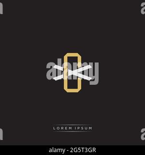 Initial letter overlapping interlock logo monogram line art style isolated on black background template Stock Vector
