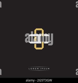 Initial letter overlapping interlock logo monogram line art style isolated on black background template Stock Vector