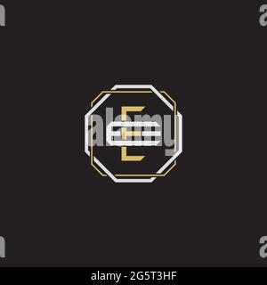 Initial letter overlapping interlock logo monogram line art style isolated on black background template Stock Vector
